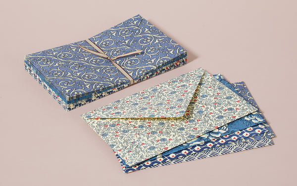 Decorative patterned gummed envelopes, Set 2 - Blues