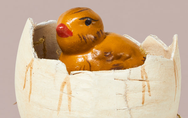Traditional Papier-mâché Chick in Egg Shell