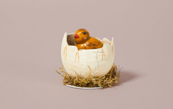 Traditional Papier-mâché Chick in Egg Shell