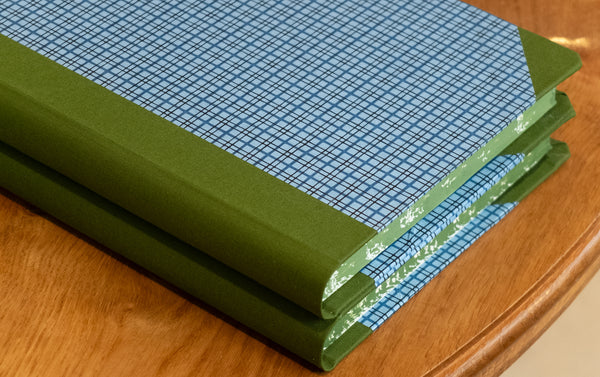 Extra-Thick "Composition Ledger" Chiyogami Notebook, Blue Plaid