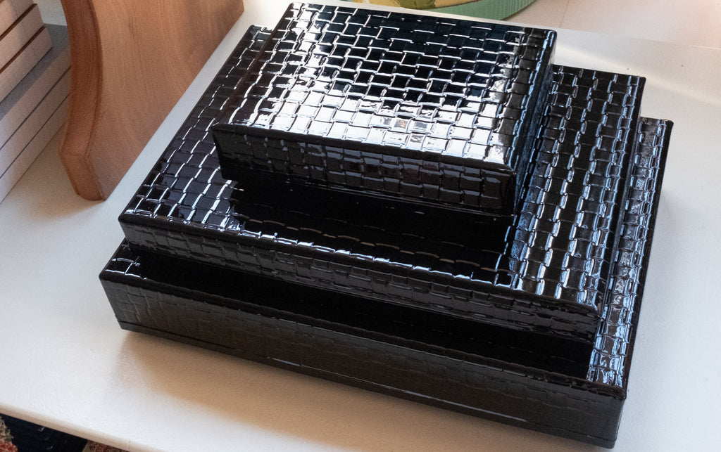 Clipper Black Lacquered Display Box with 9 Lined Compartments. 90 Fairtrade Enveloped good