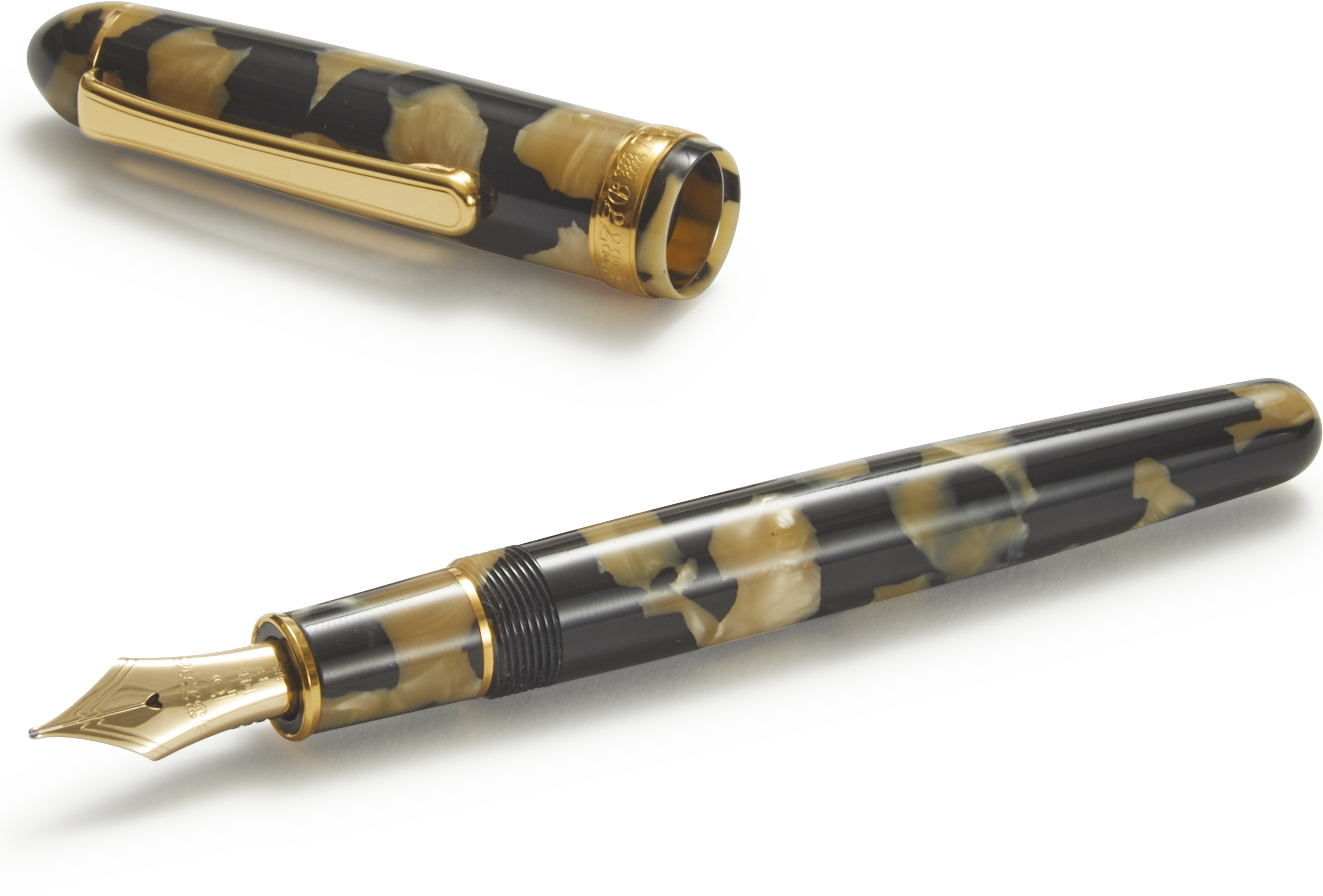 Black and White Calico Platinum #3776 Celluloid Fountain Pen