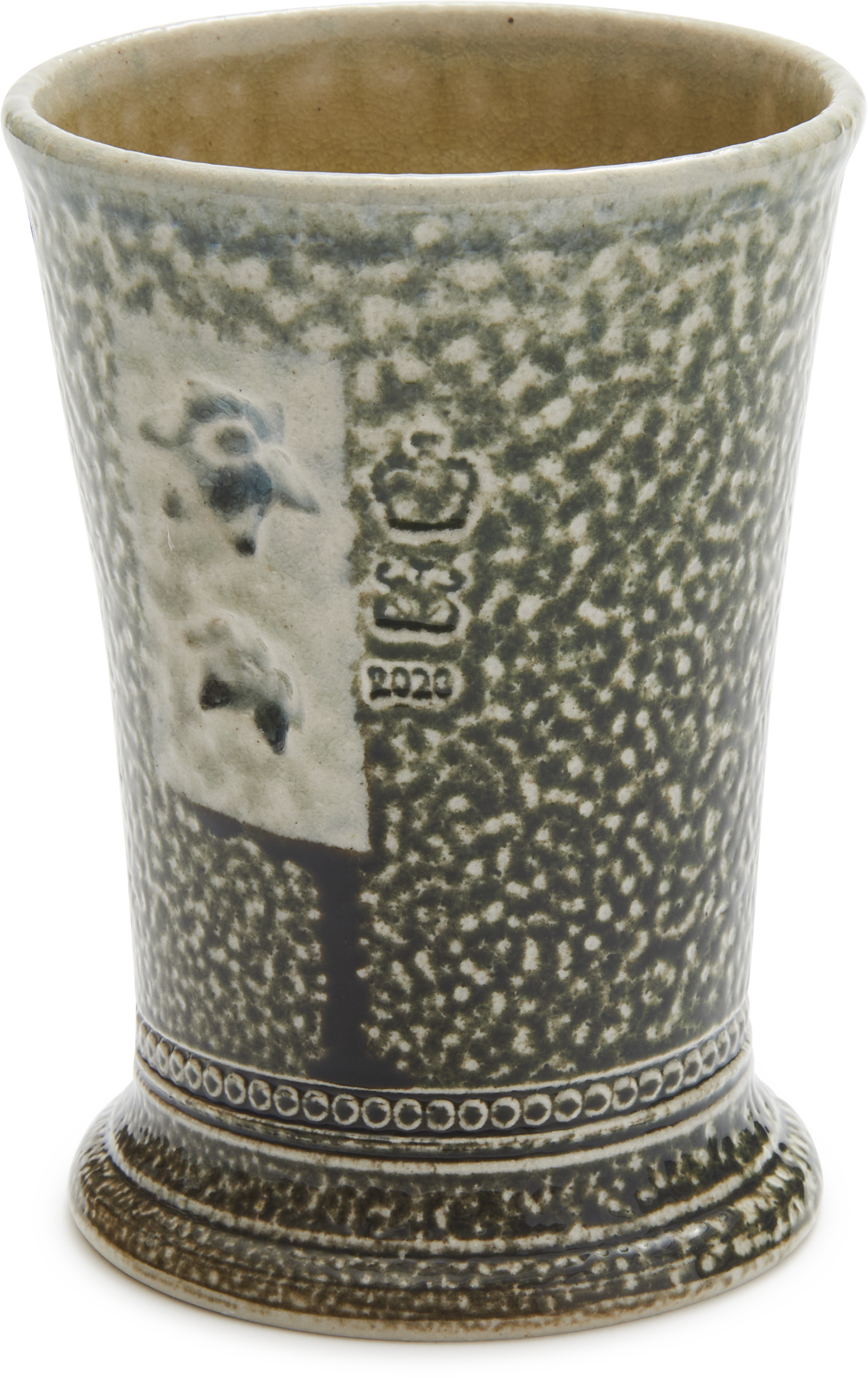 工芸品 STEVE HARRISON Short Beaker Desk Cup Steve Harrison Ceramic Desk Cup, No.140 Green Stoneware with
