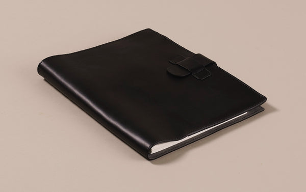 Black Atoma Leather Notebook Folder