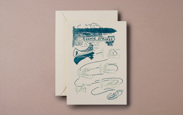 Letterpress Nature Canoe Greeting Card