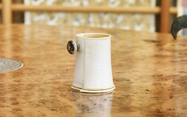 Steve Harrison Ceramic Desk Cup, No.106, White Porcelain with knob