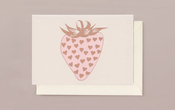 Silk Screen Printed Greeting Card, Strawberry