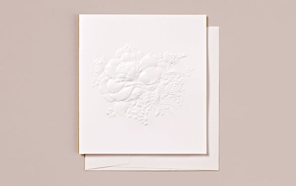 Blind Embossed Camellia Bouquet Greeting Card