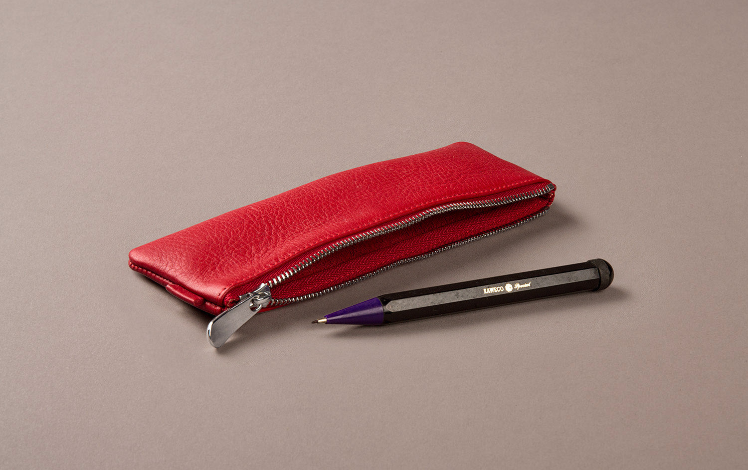 Red Leather Small Pencil Case – Choosing Keeping
