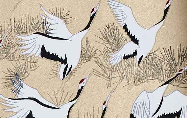 Full-Panel Chiyogami Silk Screen Print, Cranes