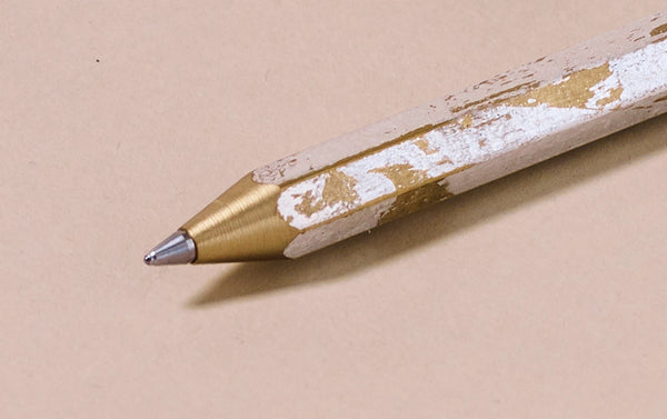 Brass Tetzbo Silver Foil Ballpoint Pen - Long