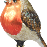 Robin on a Clip Glass Ornament