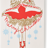 Silk Screen Printed Christmas Greeting Card, Ballet