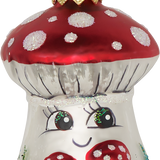 Red Mushroom with Face Glass Ornament