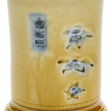 Steve Harrison Ceramic Desk Cup, No.150 Bright Yellow Porcelain with Small Blue Sunflower