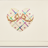 Engraved Quilted White Opal Heart with Ribbon Greeting Card