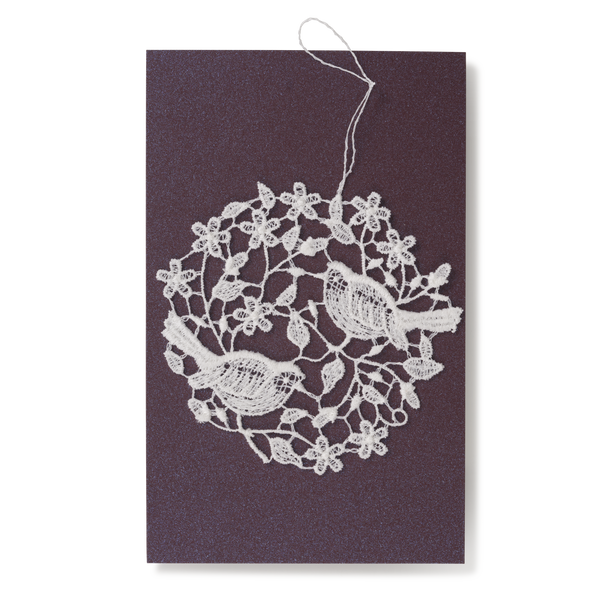 Starched Lace Hanging Ornament, Two Birds