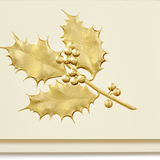 Engraved Gold Holly Branch Christmas Greeting Card