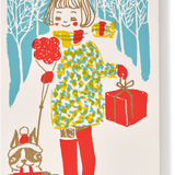 Silk Screen Printed Christmas Greeting Card, Shopping