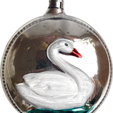 Swan Flower Heart Glass Ornament