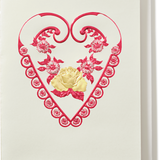 Engraved Lace Heart with Roses Greeting Card