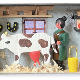 Wooden Miniature Matchbox Diorama, Cowshed