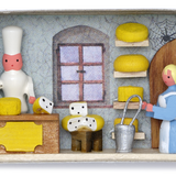 Wooden Miniature Matchbox Diorama, Cheesemonger
