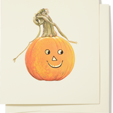 Engraved Halloween Smiling Pumpkin Greeting Card
