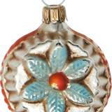 Blue Flower with Jagged Border Glass Ornament