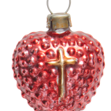 Mini Heart with Cross Glass Ornament