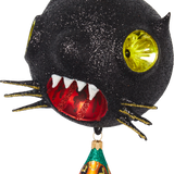 Balloon Cat with Pumpkin Glass Ornament
