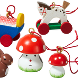 Miniature Wooden Christmas Ornaments, Set 1