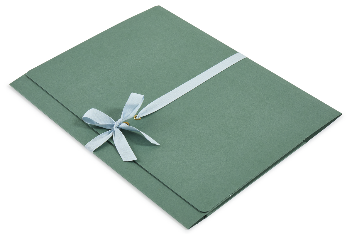 A4 Archival Folder, Dark Green with Blue Cotton Ribbon – Choosing Keeping