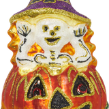 Pumpkin with Skeleton Glass Ornament