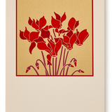 Silk Screen Japanese Postcard, Cyclamen