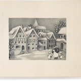 Vintage Christmas Card, Father Christmas in Town