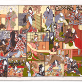 Full-Panel Chiyogami Silk Screen Print, Heian Courts