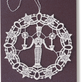 Starched Lace Hanging Ornament, Nutcracker with Candles