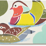 Katazome Postcard, Mandarin Ducks