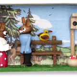 Wooden Miniature Matchbox Diorama, Rabbit Couple