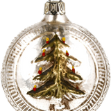 Folk Stars and Christmas Tree Glass Ornament