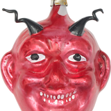 Smiling Devil Head Glass Ornament