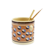 Persimmon Mochaware Ceramic Pen Pot, 'Cat Eye'