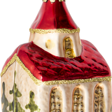 Gold Church with Red Roof Glass Ornament