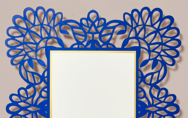 Large Blue Gilded Edge Lace Notecard