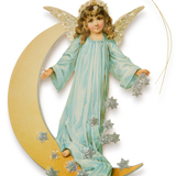 Blue Angel on Moon Die Cut Gift Tag