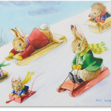 Nostalgic Illustrated Greeting Card, Tobogganing