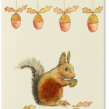 Sheep's Wool Embellished Mini Card, Christmas Squirrel with Acorn Garland