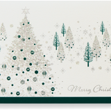 Green and Silver Trees Glitter Christmas Greeting Card