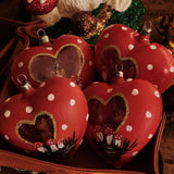 Polka Dot Heart with Scrap Angel Handblown Glass Ornament